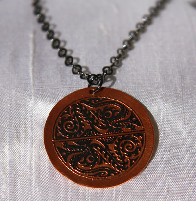 C.Tres Saurian Hand Engraved Copper Necklace