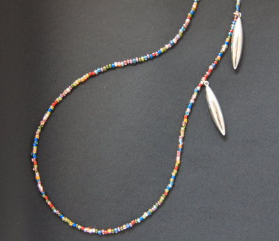 Re-purposed Silver Torpedo Japanese Seed Bead Necklace