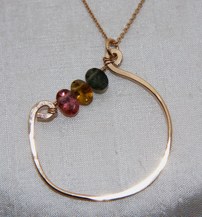 Tourmaline on Hand Formed Scroll Necklace